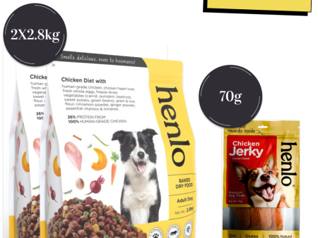 Henlo Chicken & Vegetable Baked Dry Food and Chicken Jerky Treats for Dogs Combo Cheap