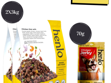 Henlo Chicken & Vegetable Baked Dry Food and Chicken Jerky treats for Dogs Combo Online Sale