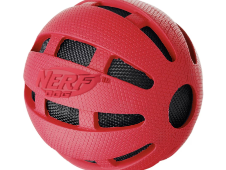 Nerf Bash Checker Squeak Crunch Ball Toy for Dogs (Red) Sale