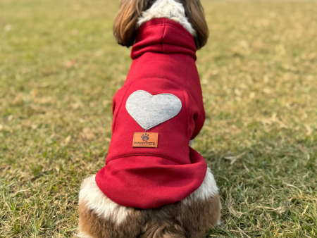 Pawgypets Heart Hoodie Sweatshirt for Dogs and Cats (Maroon) For Sale