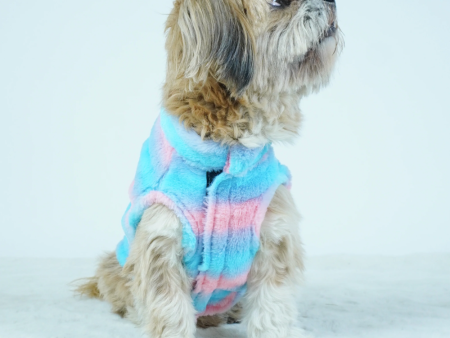 Pawgypets Fur Sleeveless Sweater for Dogs and Cats (Blue Pink) Fashion