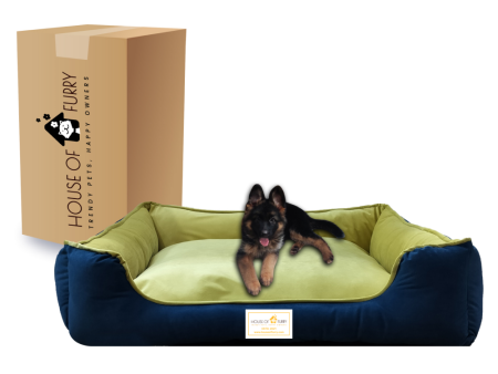 House of Furry Turkish Velvet Bolster Oliver Bed for Dogs and Cats (Multicolor) For Sale