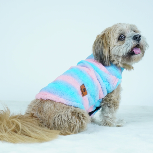 Pawgypets Fur Sleeveless Sweater for Dogs and Cats (Blue Pink) Fashion