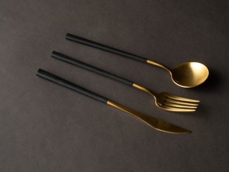 Belo Inox - Flatware - NEO Black Place Setting - 3 Piece - 24K Gold Plated Online now