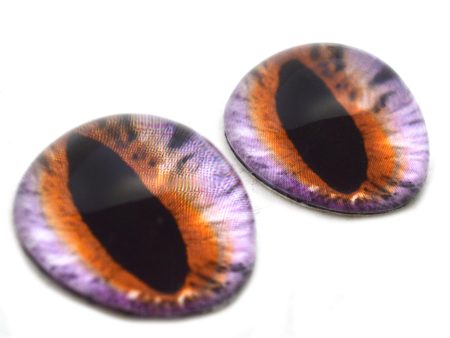 High Domed Purple and Orange Fantasy Cat Glass Eyes Online