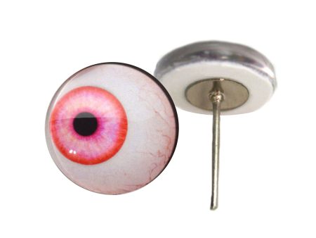 Side Glance Pink Albino Glass Eyes on Wire Pin Posts Fashion