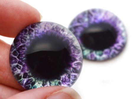 High Domed Purple and Green Human Glass Eyes Discount