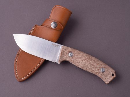 lionSTEEL - Fixed Blade - M3 - Niolox - 105mm - Canvas Micarta Handle - Leather Sheath on Sale