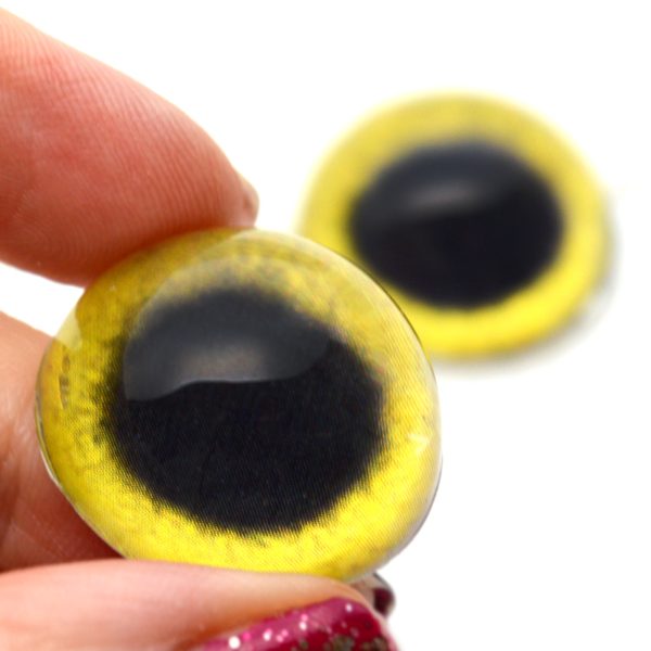 High Domed Yellow Osprey Glass Eyes Fashion