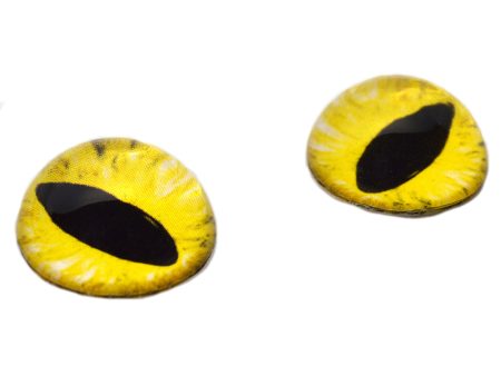 High Domed Bright Yellow Cat or Dragon Glass Eyes For Sale