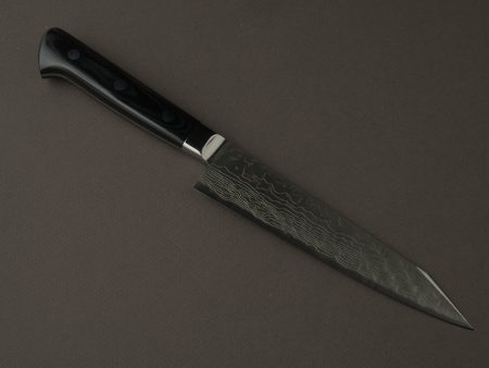 Hitohira - FJ SG2 - Nickel Damascus White - 150mm Kiritsuke Petty - Linen Micarta Handle For Sale