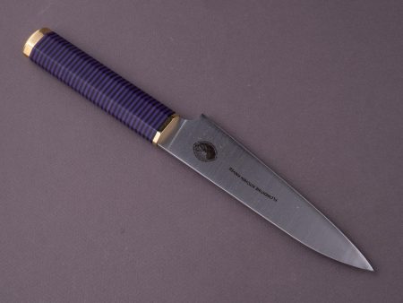 Florentine Kitchen Knives - Kedma - Petty Utility - Stacked Black & Purple Handle For Sale