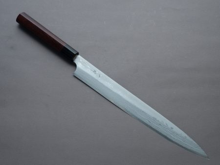 Hitohira - Echizen - Blue #2 - Damascus - 300mm Yanagiba - Rosewood Handle For Sale