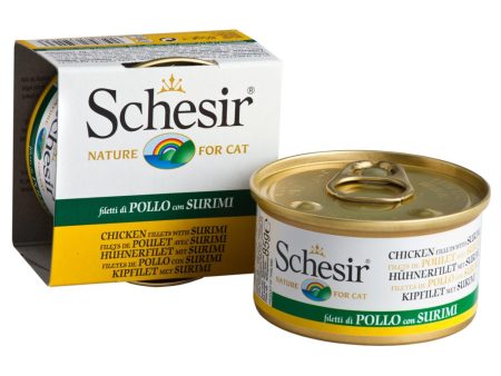 Schesir Chicken Fillet with Surimi in Jelly Adult Canned Cat Food 85g Fashion