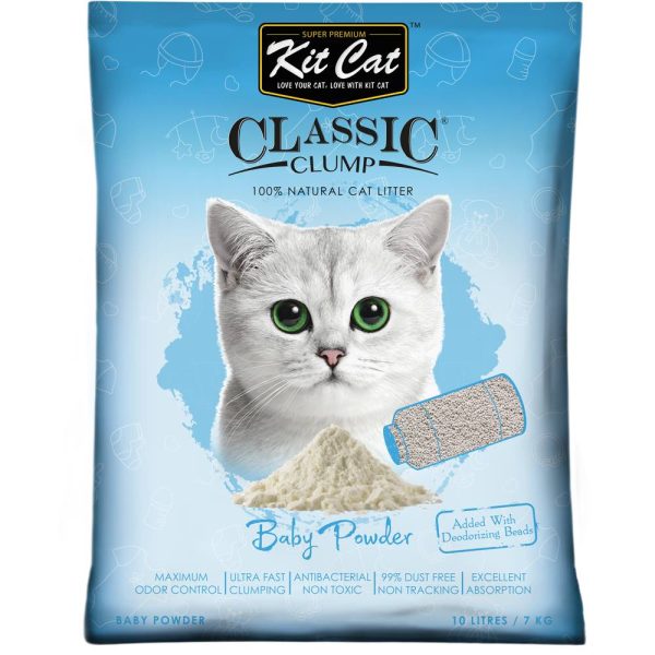 BUNDLE DEAL: Kit Cat Classic Clump Baby Powder Clay Cat Litter 10L Hot on Sale