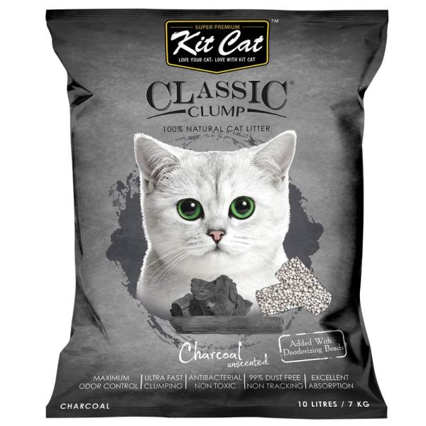 BUNDLE DEAL: Kit Cat Classic Clump Charcoal Clay Cat Litter 10L Fashion